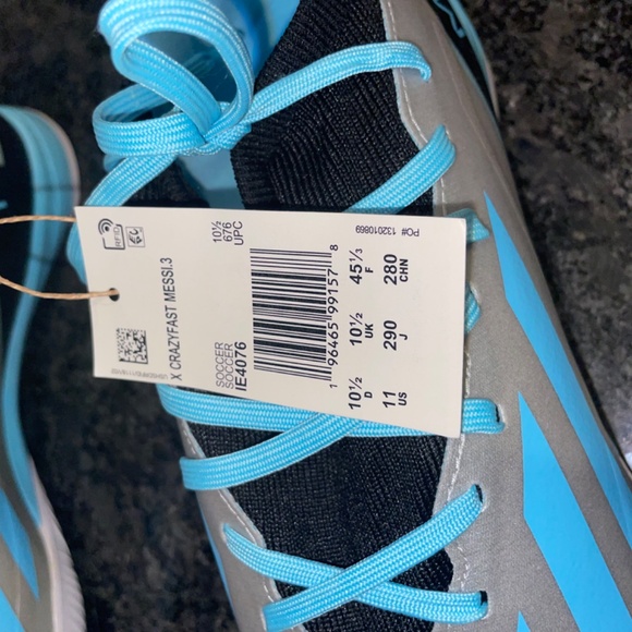 Adidas X Crazyfast Messi.3 Mens Indoor Soccer Sneakers Silver & Blue Size 11 - Picture 6 of 9